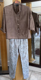 Flora Ashley Pants - Botanical Whispers - Made in Italy (Ivory & Beige Floral Print, Pull-On)