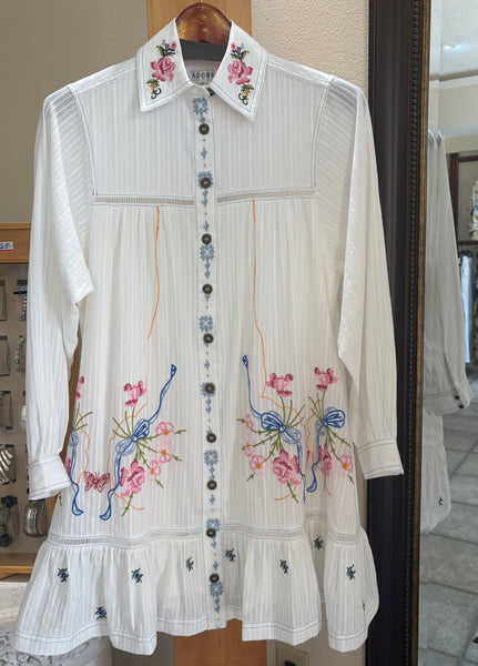 ADORE Tunic Dress - Wildflower Garden (w/ Embroidered Buttons)