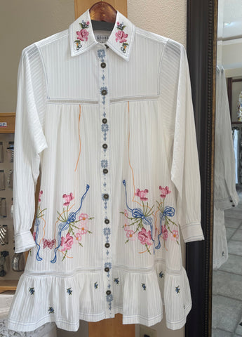ADORE Tunic Dress - Wildflower Garden (w/ Embroidered Buttons)