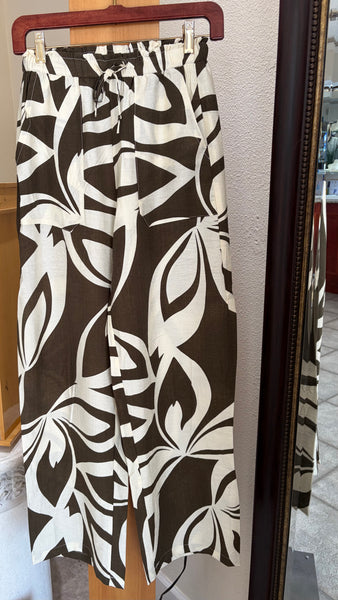 ADORE Pants - Mocha Resort (w/ Flower Print, Wide-Leg)