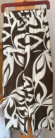 ADORE Pants - Mocha Resort (w/ Abstract Floral, Wide-Leg)