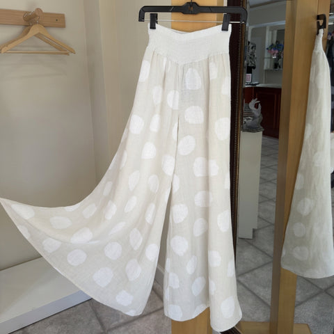 Bella Amore Palazzo Pants - Collecting Clouds (Ivory, Polka Dots) - Made in Italy