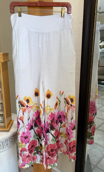 Bella Amore Boho Pants - Sunlit Wildflowers - Made in Italy (Floral w/ Wide-Legs)