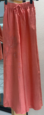 Bella Amore Pants - Lotus - Made in Italy (Embroidered w/ Wide-Leg)