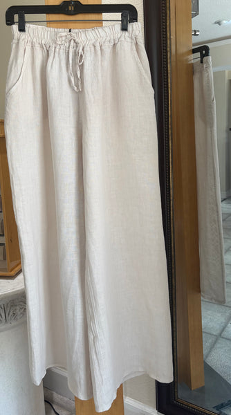Bella Amore Palazzo Pants - Serenity - Made in Italy (Wide-Leg, Pull-On)