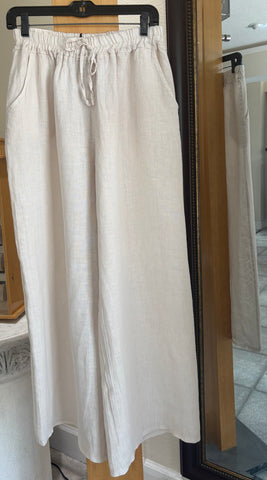 Bella Amore Palazzo Pants - Serenity - Made in Italy (Wide-Leg, Pull-On)