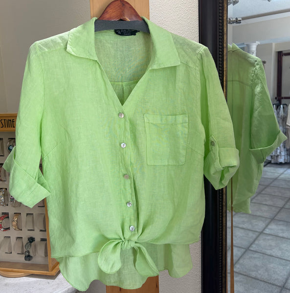 Bella Amore Blouse - Leprechaun - Made in Italy (Button Front w/ Tie)