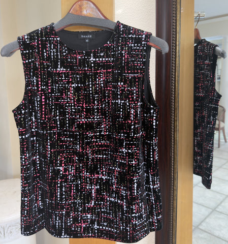Damee Top - Electric Avenue (Sleeveless w/ Pink & Black Metallic Paint)