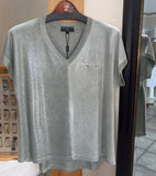 Flora Ashley Top - Metallic Shimmer - Made in Italy (V-Neck, Short Sleeve)