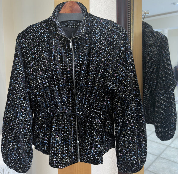 Damee Jacket - Midnight Spark (Multicolor Metallic Print w/ Drawstring Waist)