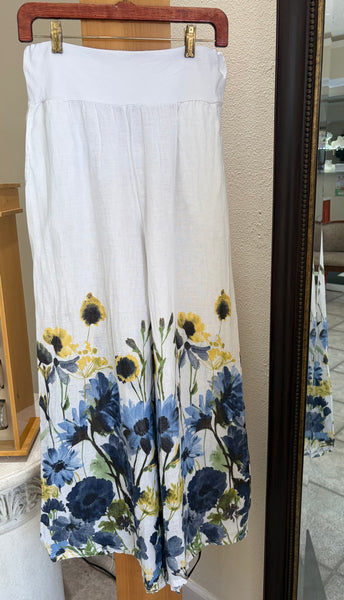 Bella Amore Boho Pants - Moonlit Wildflowers - Made in Italy (Floral w/ Wide-Legs)