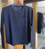 Flora Ashley - Midnight Ease - Made in Italy (Navy Blue Crewneck w/ Front Pocket)