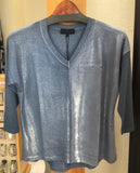 Flora Ashley Top - Metallic Shimmer - Made in Italy (w/ V-Neck, 3/4 Sleeves)