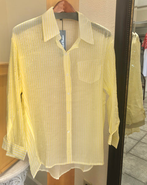 ZANNZA Couture Blouse - Butter - Made in Italy (Yellow Sheer Button-Down)
