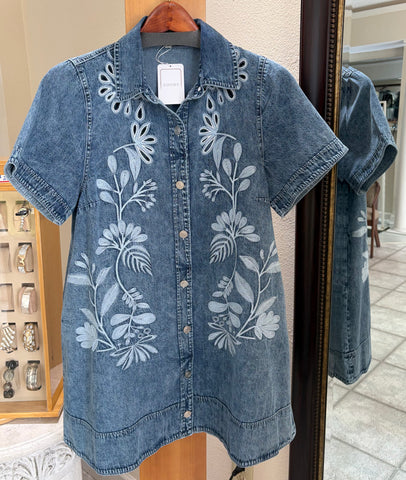 ADORE Tunic Dress - Everyday Muse (Floral Denim Stitch) w/ Pockets