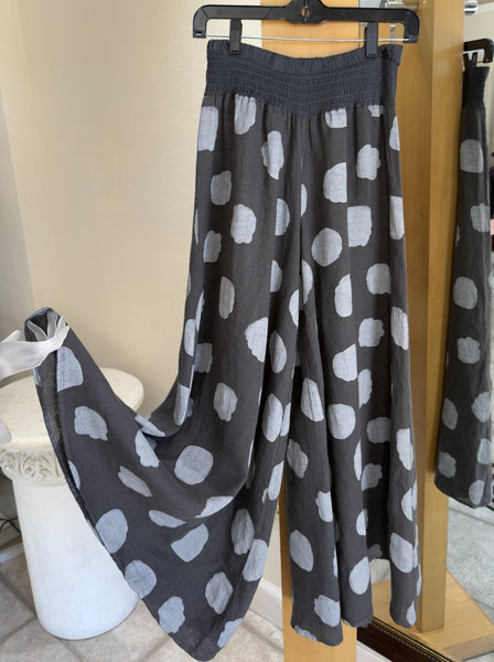 Bella Amore Palazzo Pants - Collecting Clouds (Black, Polka Dots) - Made in Italy