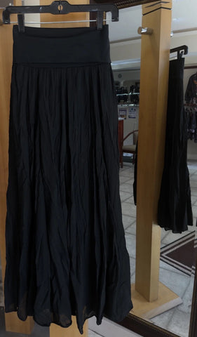 Bella Amore Skirt - The Art of Elegance - Made in Italy (Black Flowy Maxi w/ Wide Waistband)