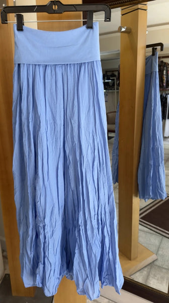 Bella Amore Skirt - Skies Ahead - Made in Italy (Light Blue Flowy Maxi w/ Wide Waistband)