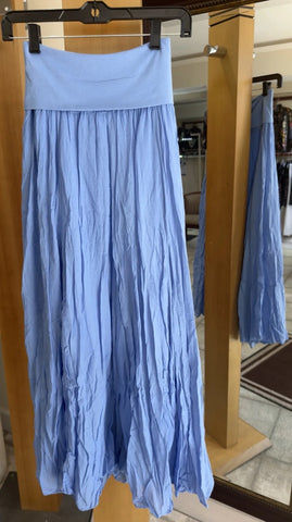 Bella Amore Skirt - Skies Ahead - Made in Italy (Light Blue Flowy Maxi w/ Wide Waistband)